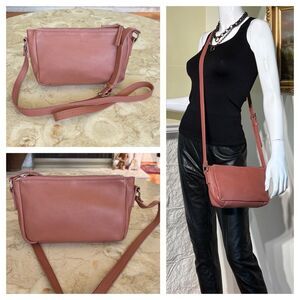 Roots Leather Dusky Pink Crossbody Bag